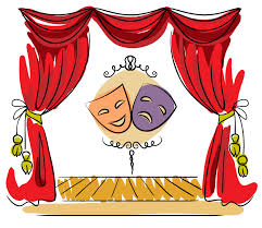 stage with theater masks