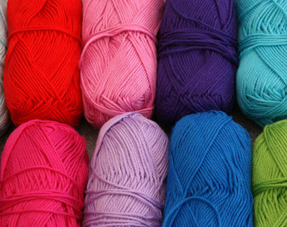 colord skeins of yarn