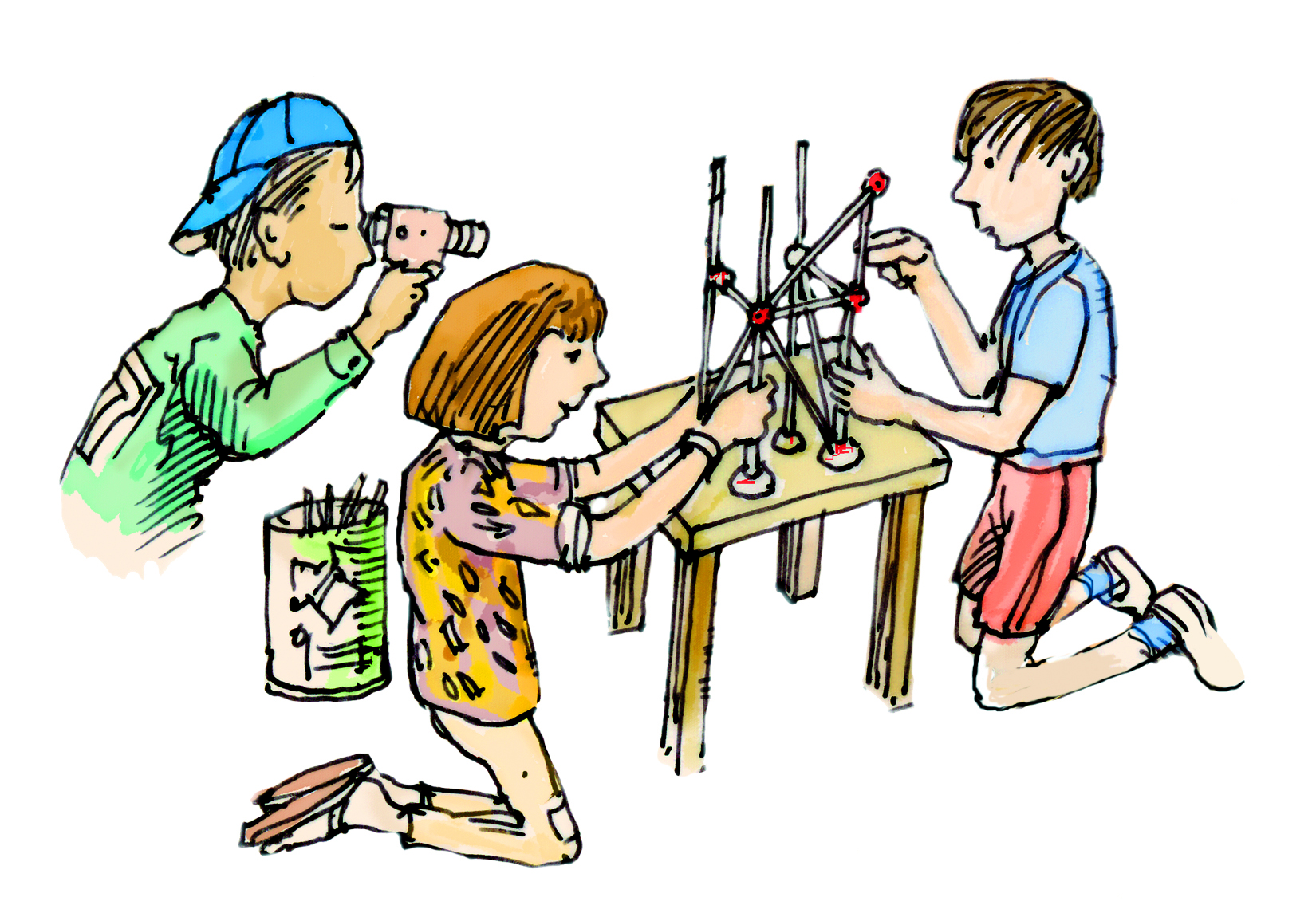kids building a structure