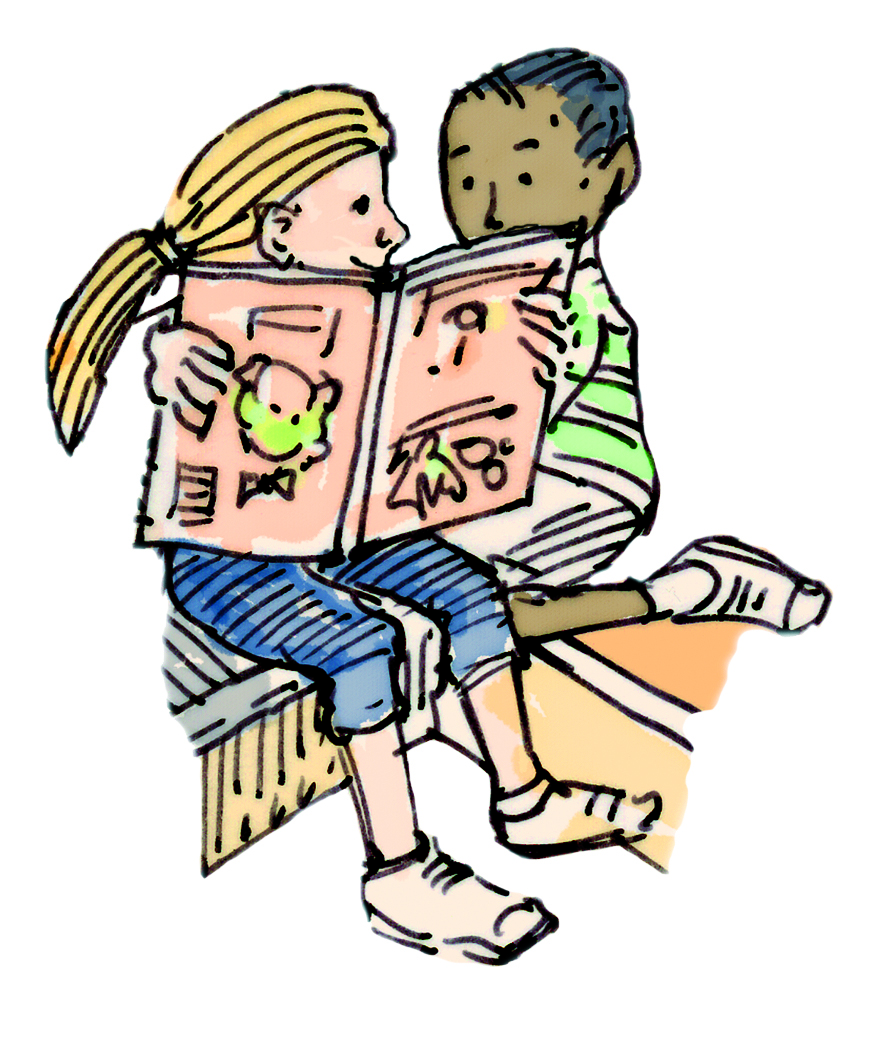 kids reading a book