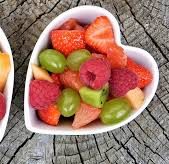 fruit salad in a heart bowl