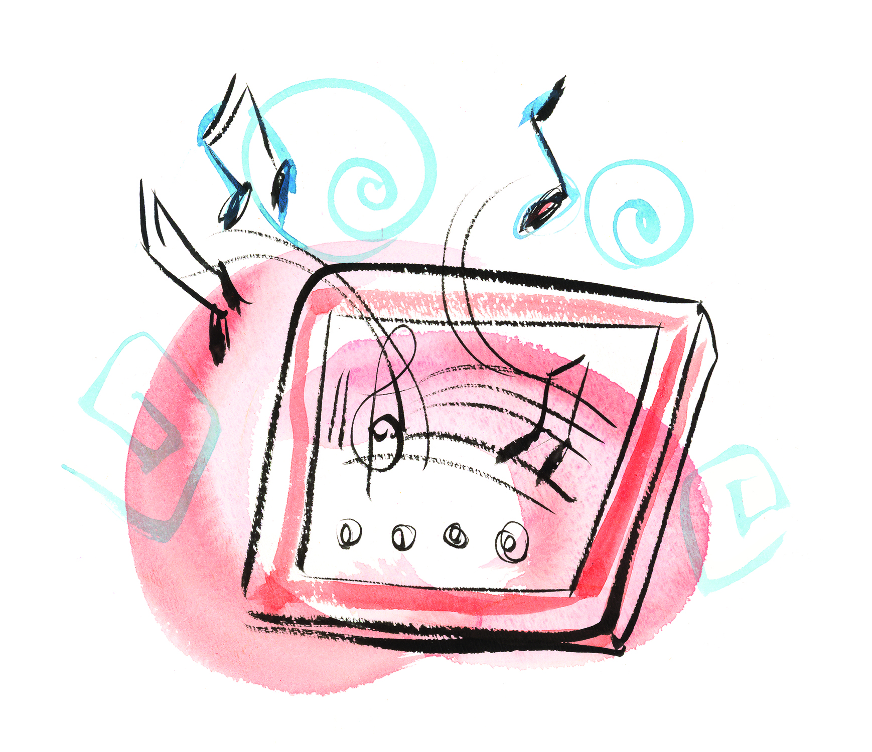 tablet with music notes